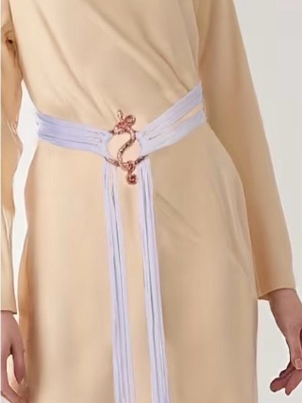 Women’s White Sash Belt with Rose Gold Snake Bucklet